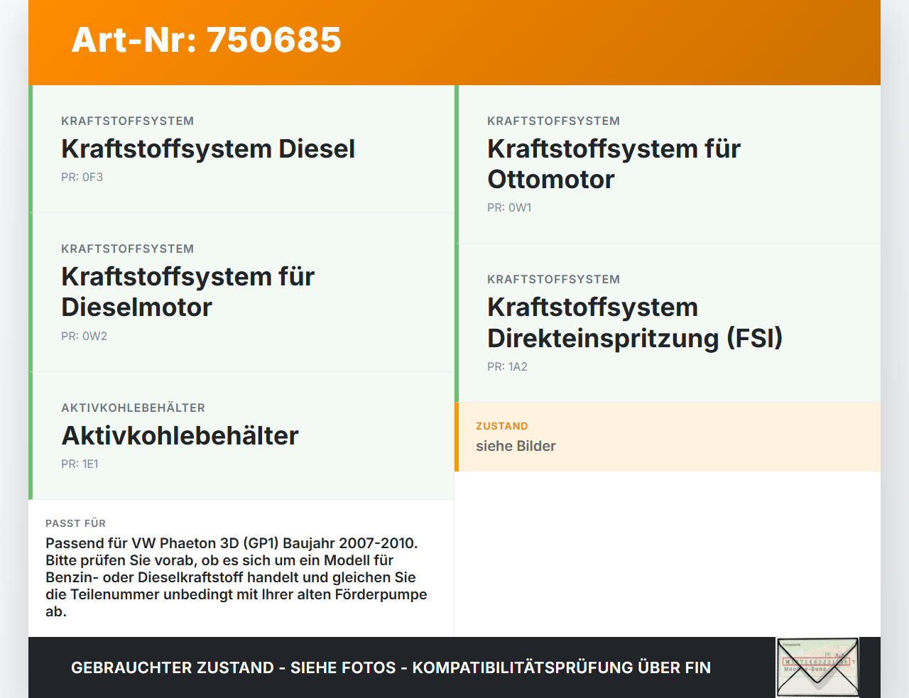 VW Phaeton 3D GP1 07-10 TDI 3,0 165KW Kraftstoffpumpe Kraftstoff Förderpumpe Tankgeber VW Phaeton 3D GP1 07-10... Vorschau 3