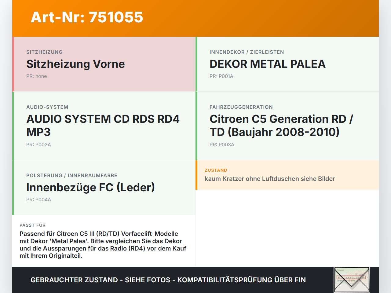 Citroen C5 RD TD 08-10 Einbaurahmen Blende für Armaturenbrett Luftduschen Citroen C5 RD TD 08-10 08.08.2008... Vorschau 3