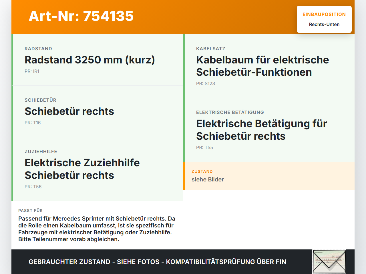 Mercedes Sprinter 906 06-13 Kasten Führungsrolle für Schiebetür Rechts Unten Mitte mit Kabelbaum Mercedes Sprinter... Vorschau 3
