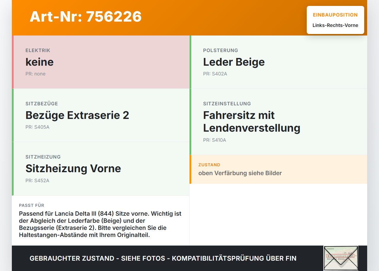 Lancia Delta III 844 08-11 Kopfstütze für Beifahrer Sitz Rechts oder Links Vorne Lancia Delta III 844 08-11... Vorschau 3