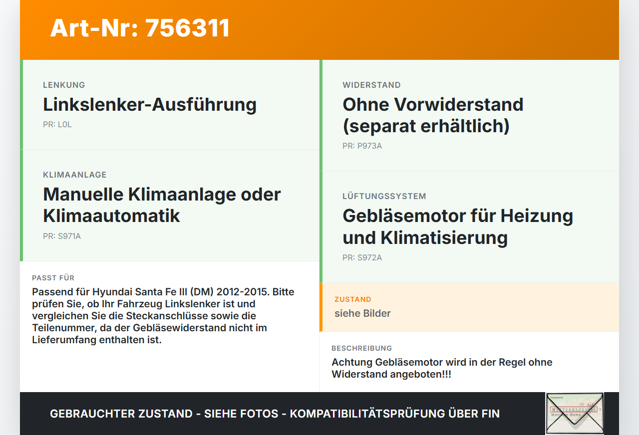 Hyundai Santa Fe III DM 12-15 Gebläsemotor Lüftermotor Heizungsgebläse Hyundai Santa Fe III DM 12-15 01.02.2015... Vorschau 3