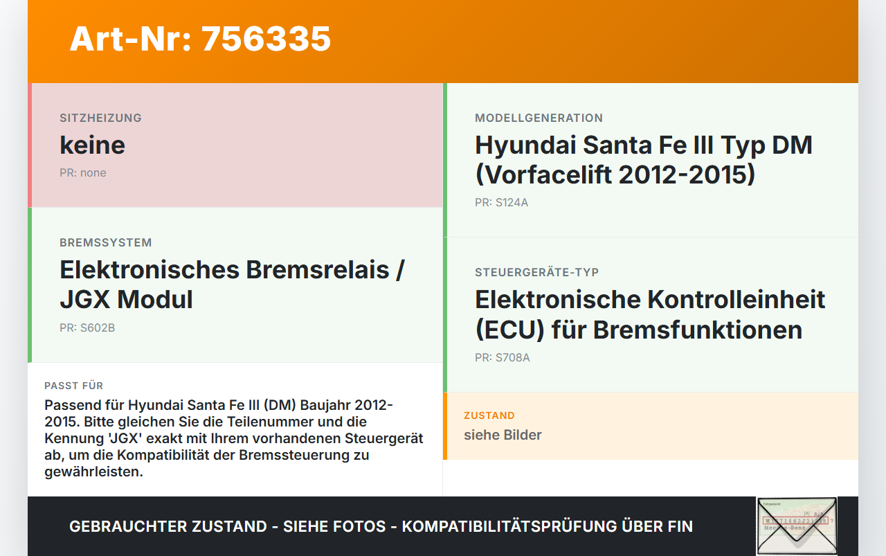 Hyundai Santa Fe III DM 12-15 Steuergerät ECU Modul SG JGX Bremsrelais Hyundai Santa Fe III DM 12-15 01.02.2015... Vorschau 3