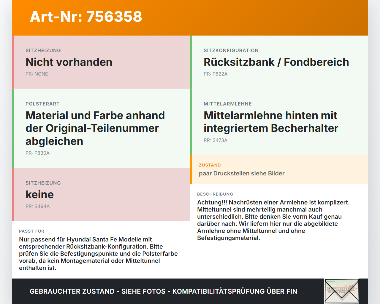 Hyundai Santa Fe III DM 12-15 Armlehne Mittelarmlehne Auflage Becherhalter für Rücksitzbank Hyundai Santa Fe III DM... Vorschau 3