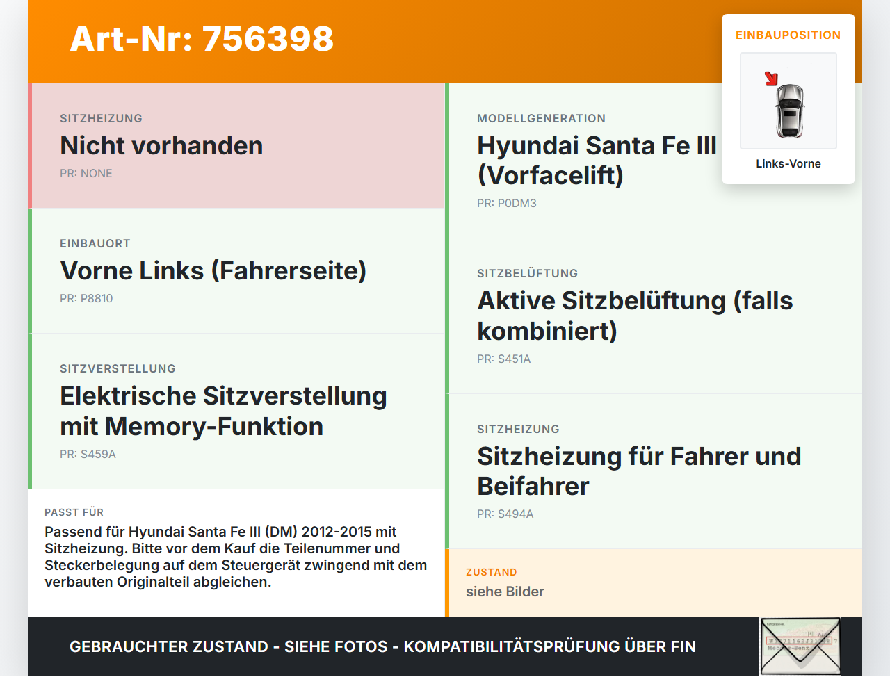 Hyundai Santa Fe III DM 12-15 Steuergerät ECU Modul für Sitzheizung Links Vorne Hyundai Santa Fe III DM 12-15... Vorschau 3