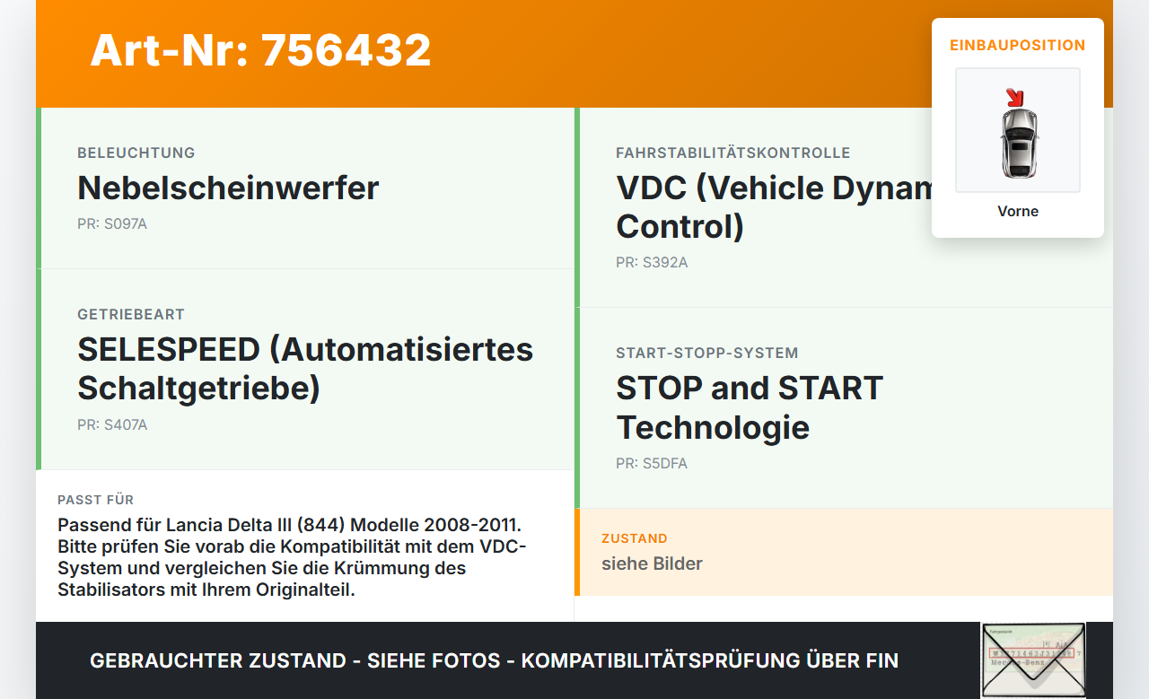 Lancia Delta III 844 08-11 Stabilisator Stabi Vorne Lancia Delta III 844 08-11 27.01.2009 gebraucht Vorschau 3