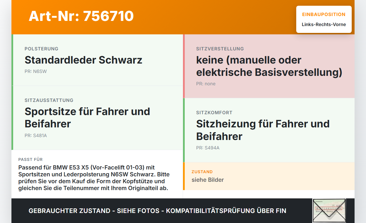 BMW E53 X5 01-03 Kopfstütze Rechts oder Links Vorne BMW E53 X5 01-03 21.02.2002 gebraucht Vorschau 3