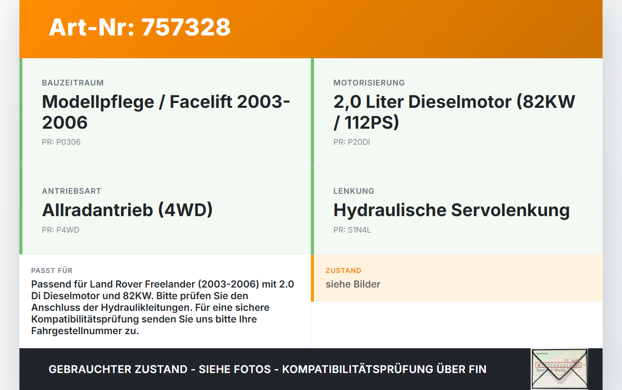 Land Rover Freelander 03-06 2,0 Di 82KW Servopumpe Hydraulikpumpe für Lenkung Land Rover Freelander 03-06... Vorschau 3