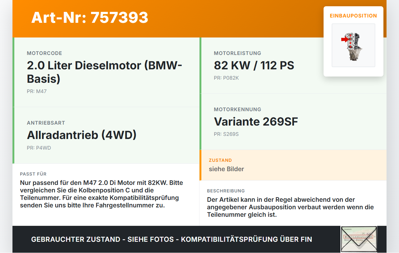 Land Rover Freelander 03-06 2,0 Di 82KW M47 269SF Kolben mit Pleuel Pos C Land Rover Freelander 03-06 25.03.2004... Vorschau 3