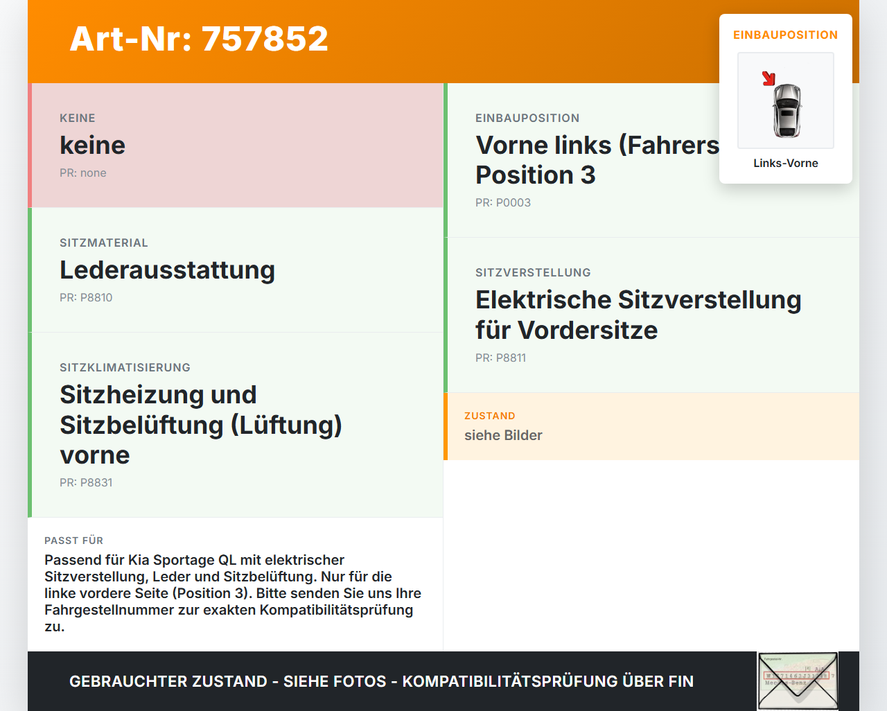 Kia Sportage IV QL 18-21 Stellmotor für Elektr. Sitzverstellung Links Vorne Pos.3 Kia Sportage IV QL 18-21... Vorschau 3