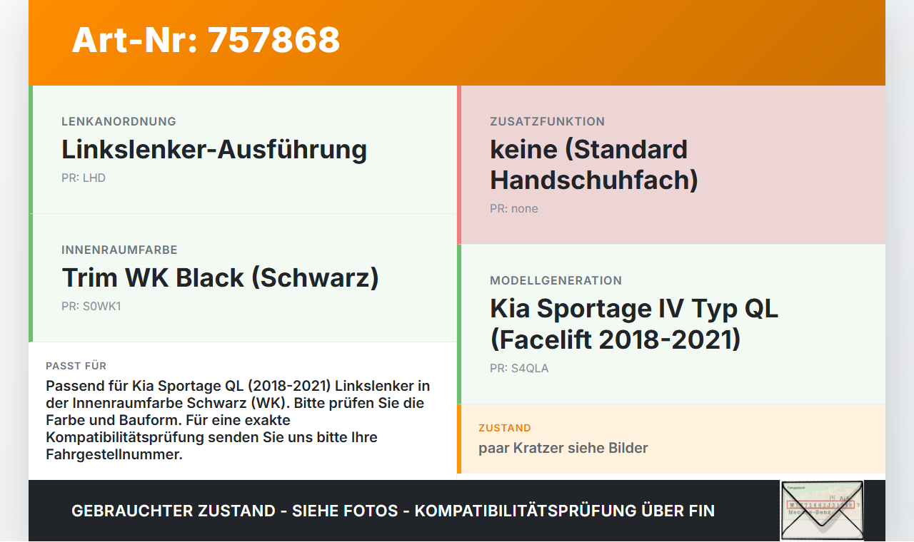 Kia Sportage IV QL 18-21 Handschuhfach Kia Sportage IV QL 18-21 03.01.2019 gebraucht Vorschau 3