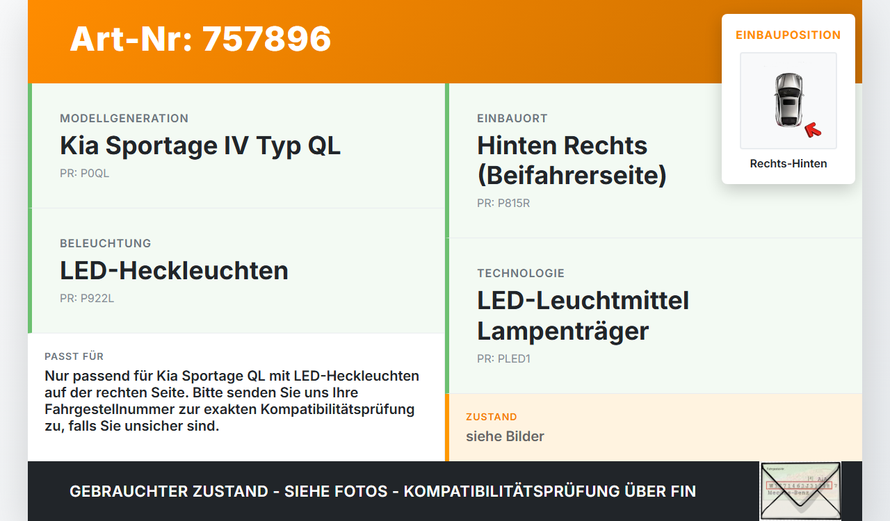 Kia Sportage IV QL 18-21 1,6 130KW LED Leuchtmittel Lampenträger für Rückleuchte Rechts Hinten Kia Sportage IV QL... Vorschau 3