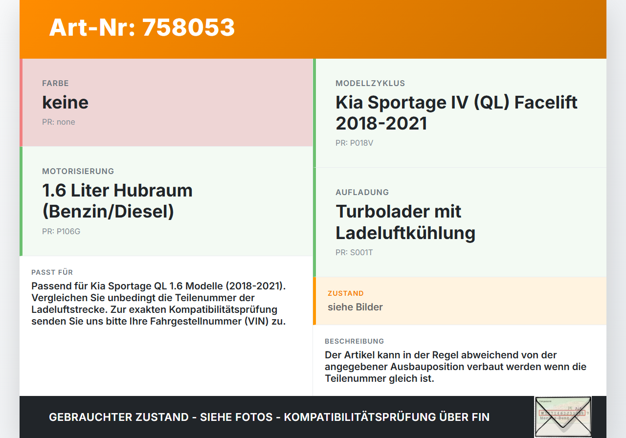 Kia Sportage IV QL 18-21 1,6 130KW Ansaugrohr Ladeluftschlauch Luftschlauch Pos.1 Kia Sportage IV QL 18-21... Vorschau 3