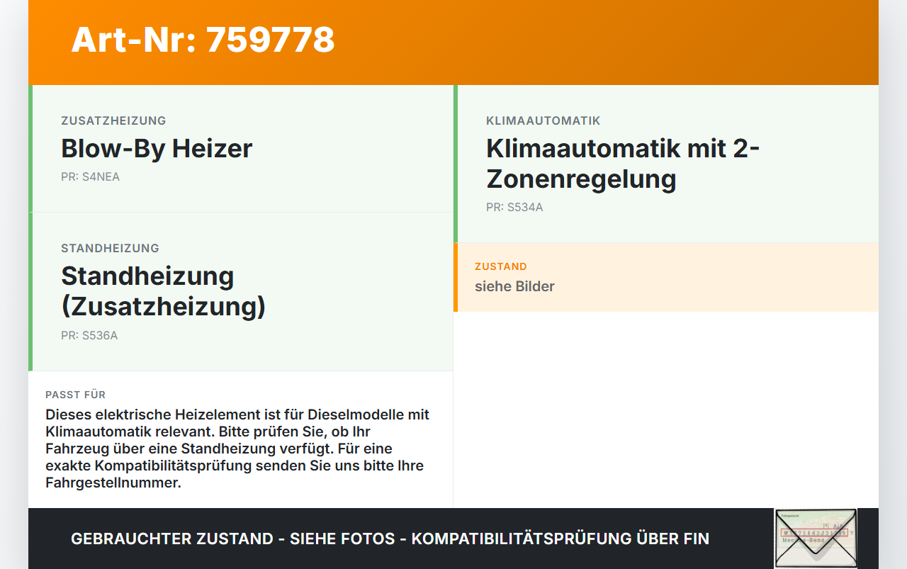 BMW F11 LCI 535d 13-17 Zusatzheizung Zuheizer Heizelement Elektrisch BMW F11 LCI 535d 13-17 16.10.2014 5HB009193... Vorschau 3