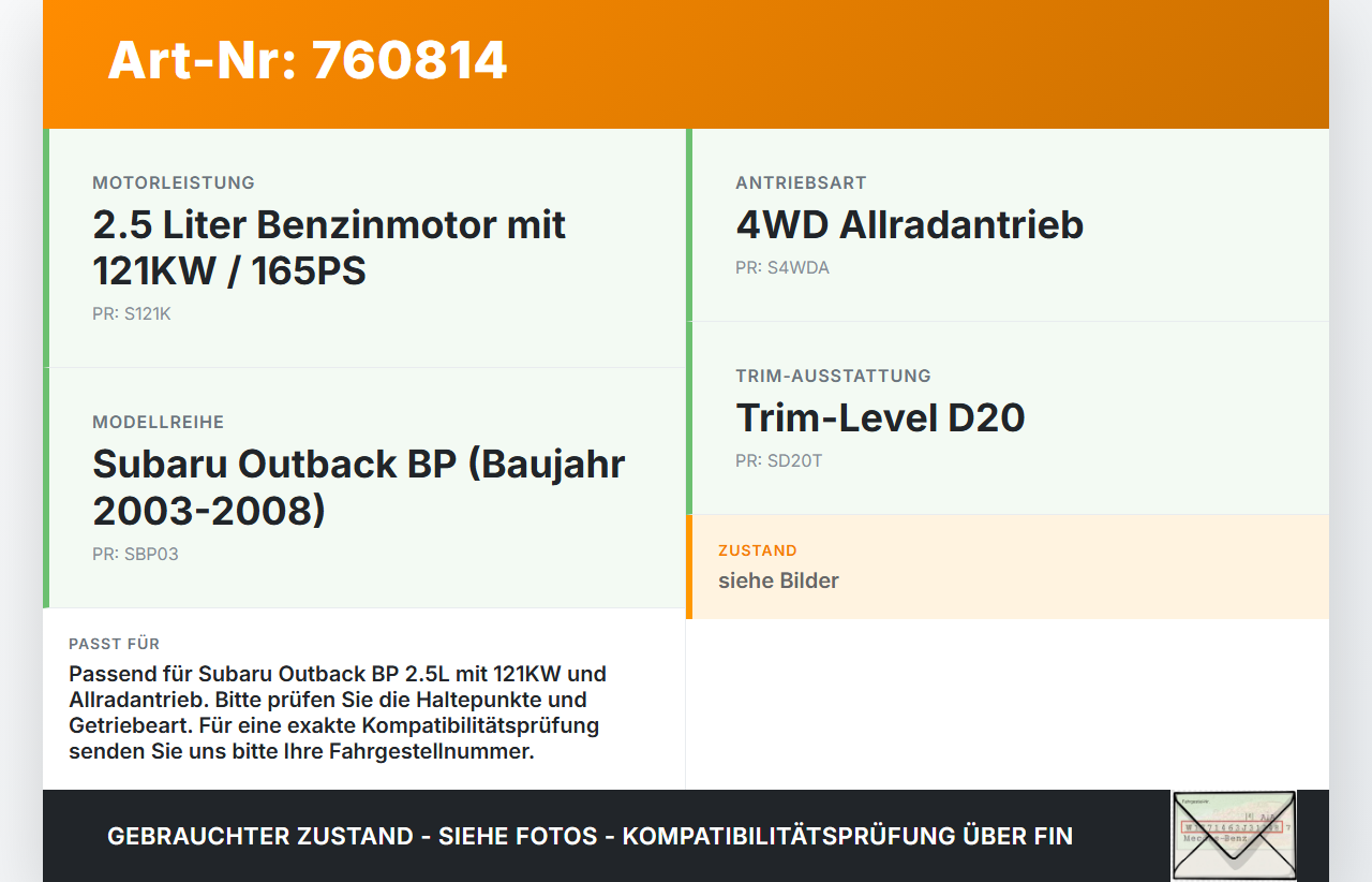 Subaru Outback BP 03-08 2,5 121KW Getriebehalter Träger Lager für Getriebe Subaru Outback BP 03-08 01.02.2005 gebraucht Vorschau 3
