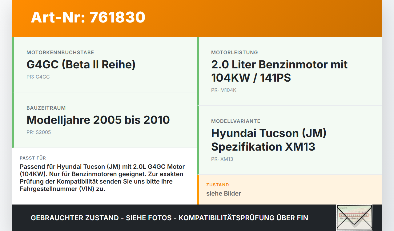 Hyundai Tucson JM 05-10 2,0 104KW XM13 G4GC Ansaugbrücke Ansaugkrümmer Hyundai Tucson JM 05-10 30.07.2007 gebraucht Vorschau 3