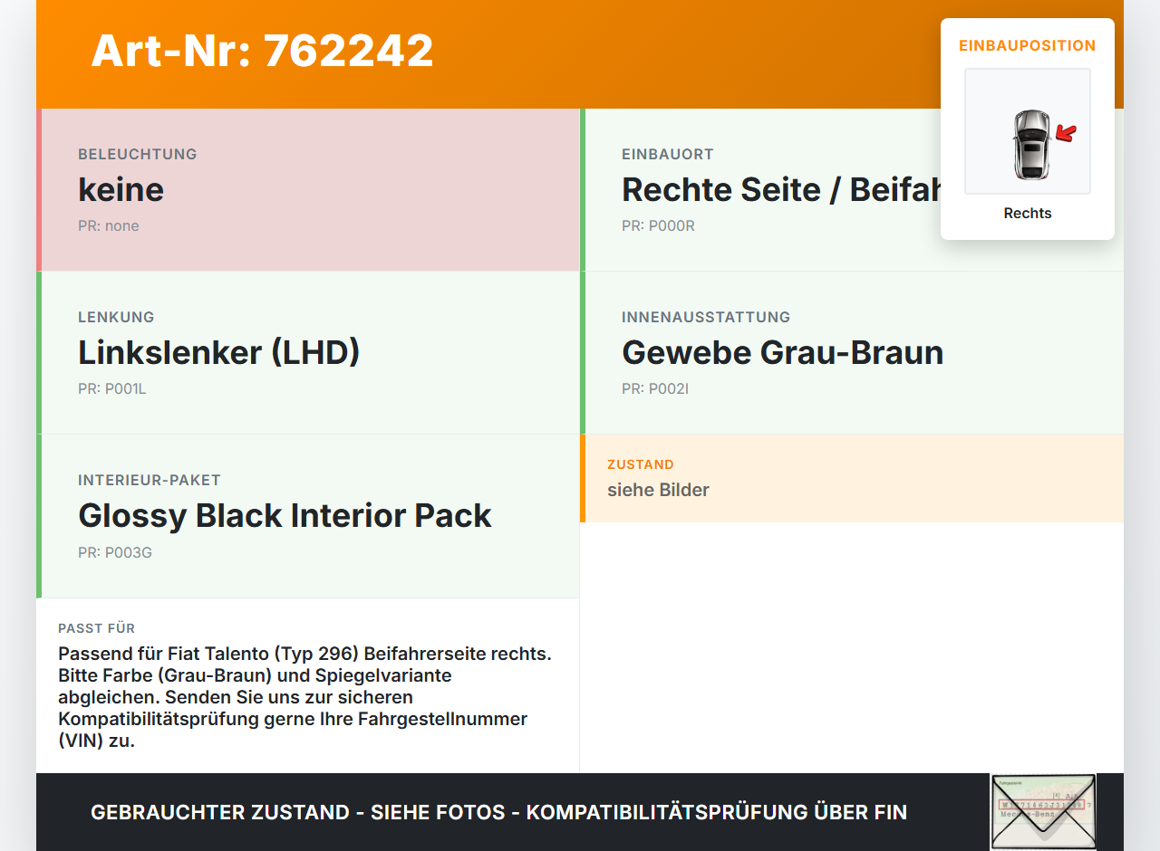 Fiat Talento 296 16-21 Sonnenblende Rechts für Beifahrer Fiat Talento 296 16-21 03.10.2018 gebraucht Vorschau 3