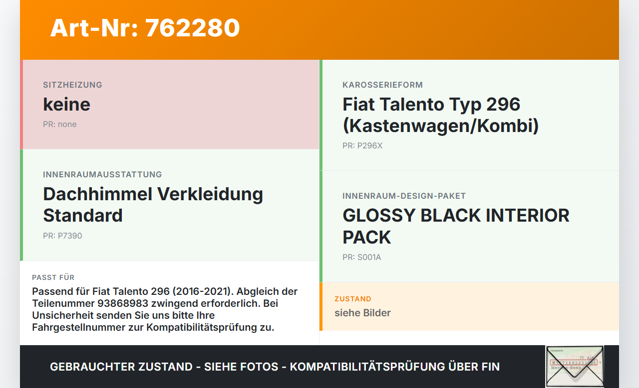 Fiat Talento 296 16-21 Verkleidung für Himmel Dach Fiat Talento 296 16-21 03.10.2018 93868983 739012577 gebraucht Vorschau 3