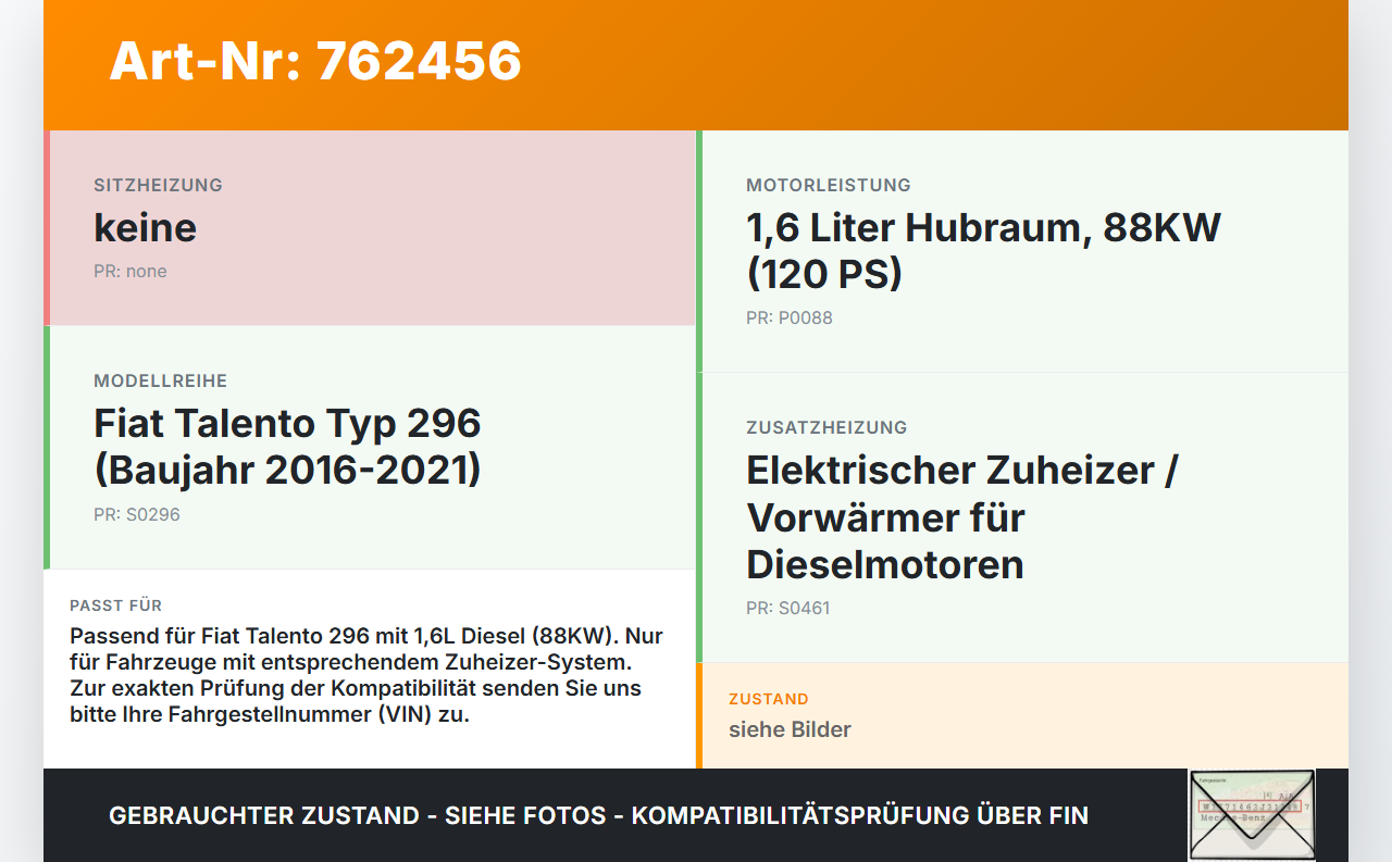 Fiat Talento 296 16-21  1,6 88KW Vorwärmer Zuheizer Glühanlage Fiat Talento 296 16-21 03.10.2018 gebraucht Vorschau 3