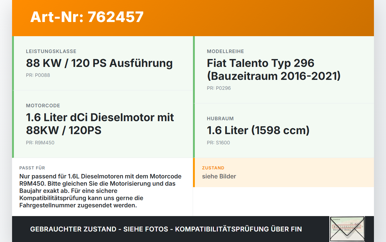 Fiat Talento 296 16-21  1,6 88KW R9M450 Ansaugbrücke Ansaugkrümmer Fiat Talento 296 16-21 03.10.2018 gebraucht Vorschau 3