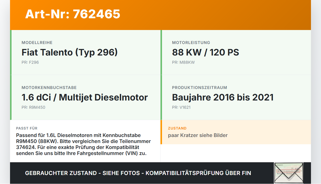 Fiat Talento 296 16-21  1,6 88KW R9M450 Ventildeckel Zylinderkopfhaube Fiat Talento 296 16-21 03.10.2018 - gebraucht Vorschau 3