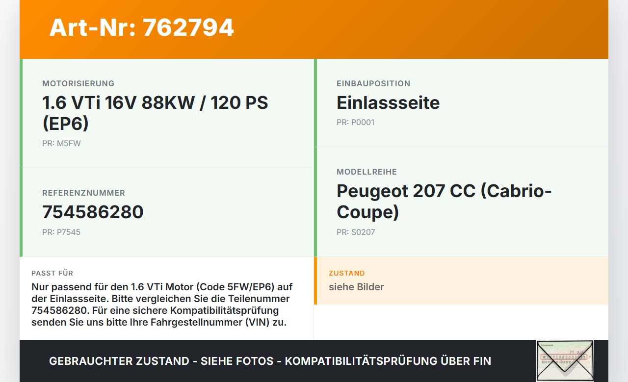 Peugeot 207 CC 07-09 1,6 88KW 5FW EP6 Nockenwellenverstellung Verstellung Einlass Peugeot 207 CC 07-09 19.05.2008... Vorschau 3