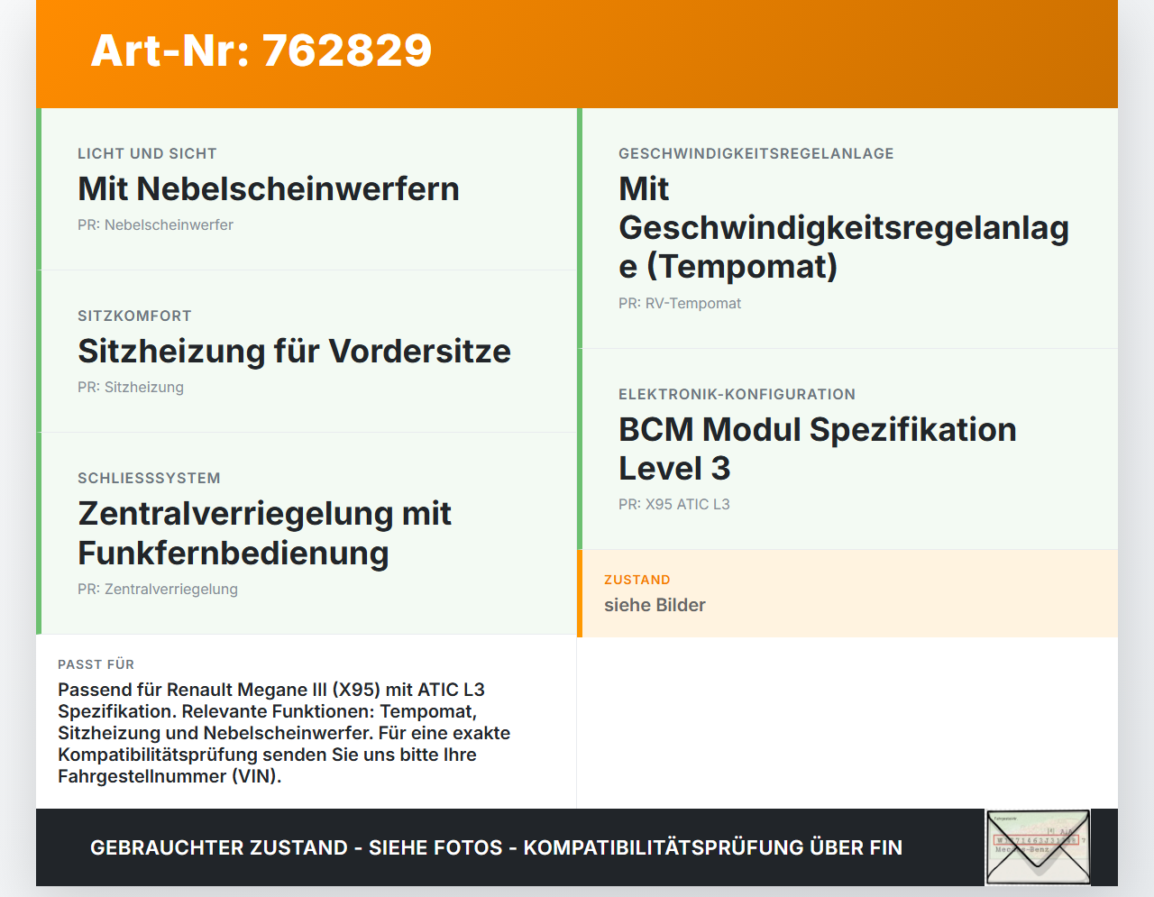 Renault Megane III BZ0 GT 10-12 Steuergerät ECU Modul BCM X95 ATIC L3 Renault Megane III BZ0 GT 10-12 27.08.2010... Vorschau 3