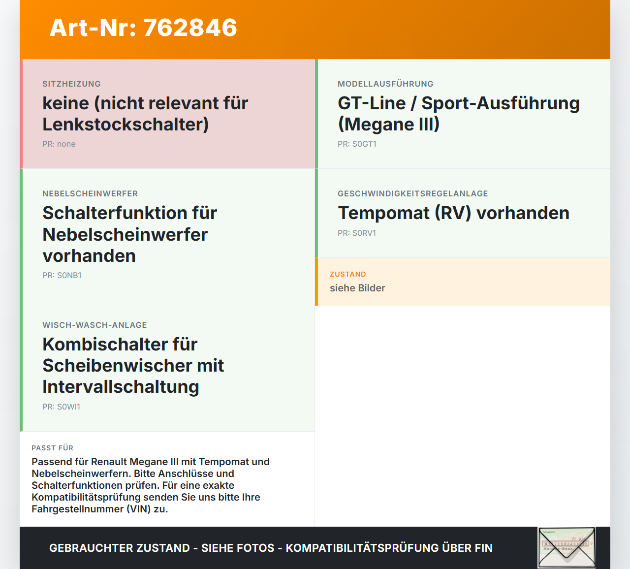 Renault Megane III BZ0 GT 10-12 Lenkstockschalter Blinker Wischer Kombischalter Renault Megane III BZ0 GT 10-12... Vorschau 3