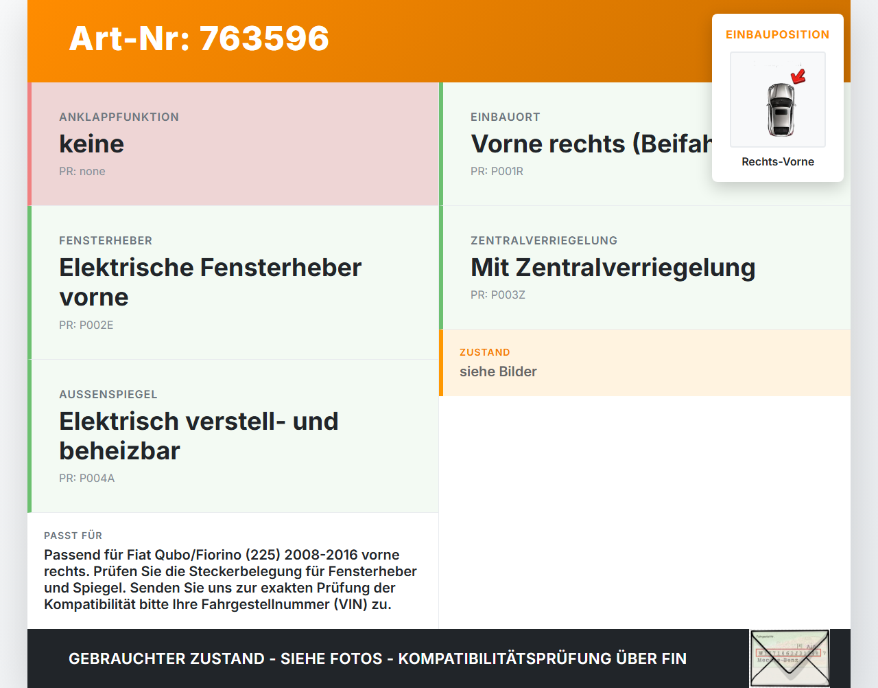 Fiat Qubo Fiorino 225 08-16 Kasten/Kombi Kabelbaum für Tür und Fensterheber Rechts Vorne Fiat Qubo Fiorino 225... Vorschau 3
