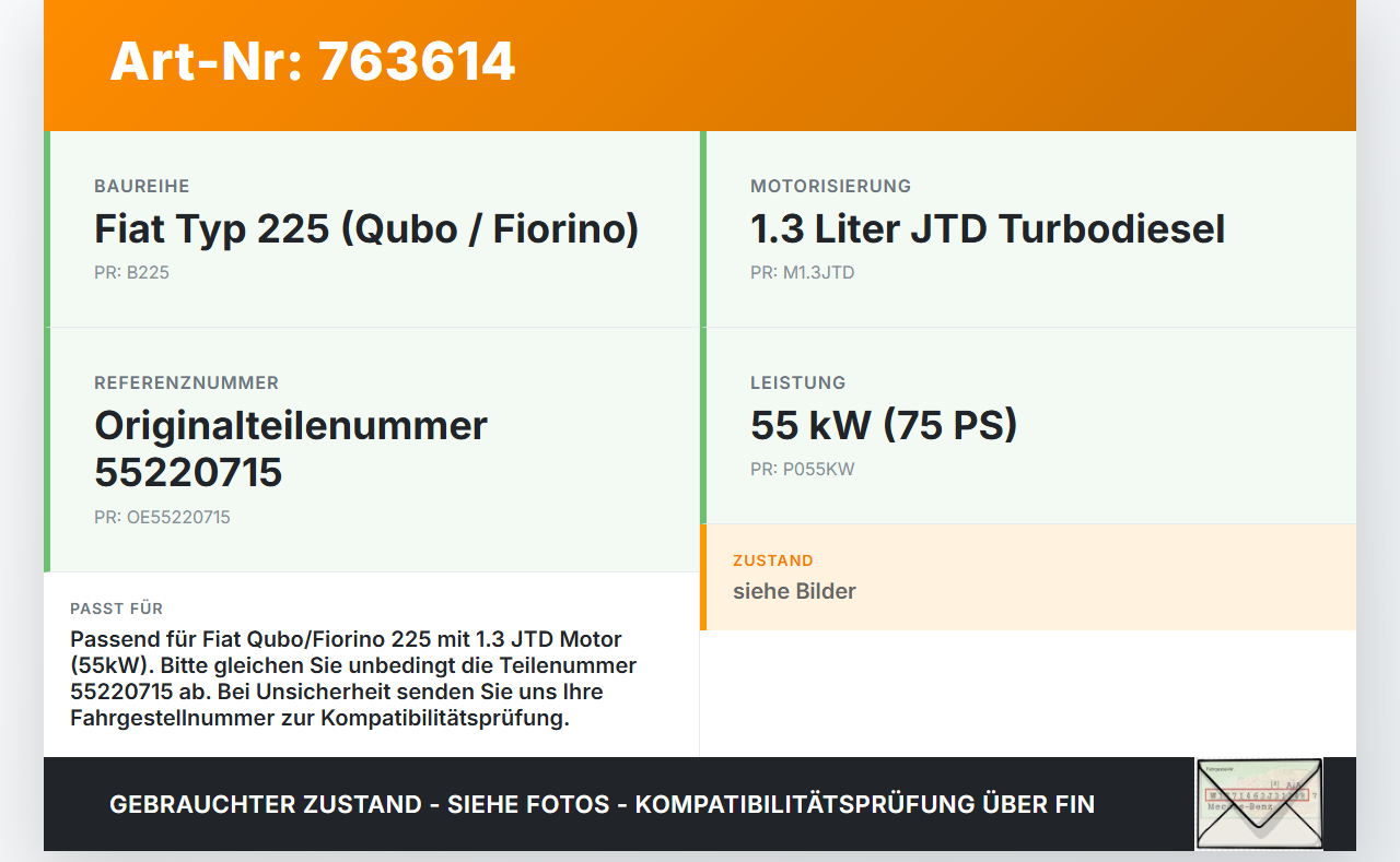 Fiat Qubo Fiorino 225 08-16 JTD 1,3 55KW Luftmassenmesser Fiat Qubo Fiorino 225 08-16 27.07.2011 55220715... Vorschau 3