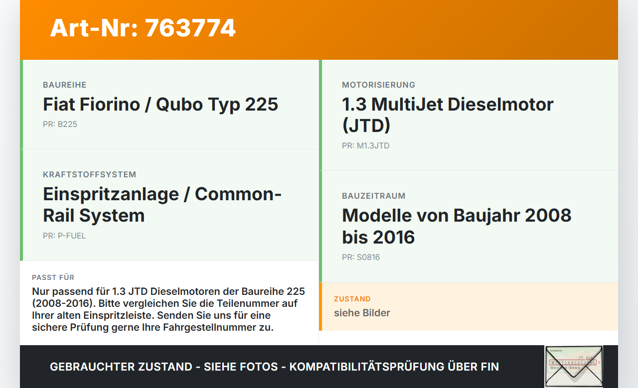 Fiat Qubo Fiorino 225 08-16 JTD 1,3 55KW Einspritzleiste Düsenstock für Einspritzanlage Fiat Qubo Fiorino 225 08-16... Vorschau 3