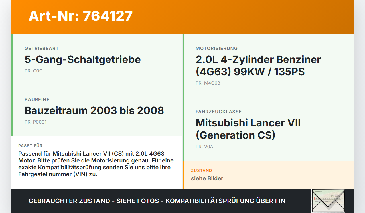 Mitsubishi Lancer VII CS 03-08 2,0 99KW 4G63 Ölmessstab Öl Stab Mitsubishi Lancer VII CS 03-08 09.02.2005 gebraucht Vorschau 3