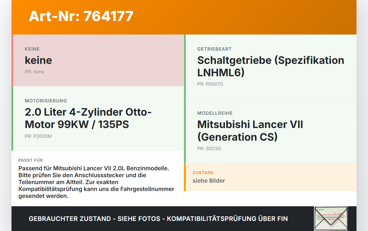 Mitsubishi Lancer VII CS 03-08 2,0 99KW Magnetventil Mitsubishi Lancer VII CS 03-08 09.02.2005 gebraucht Vorschau 3