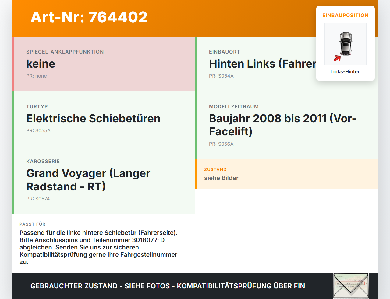 Chrysler Grand Voyager V RT 08-11 Fensterhebermotor Links Hinten Chrysler Grand Voyager V RT 08-11 14.02.2008... Vorschau 3