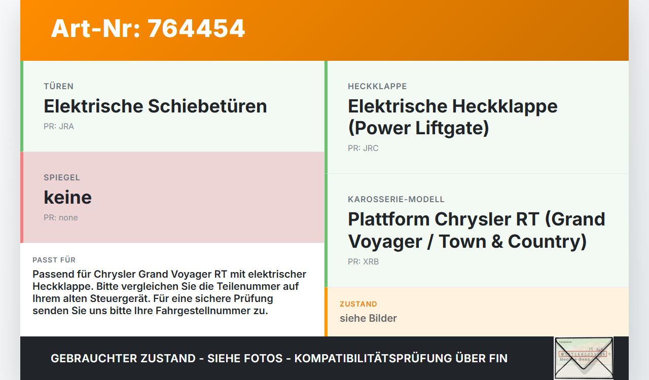 Chrysler Grand Voyager V RT 08-11 Steuergerät ECU Modul SG für Elektrische Heckklappe Chrysler Grand Voyager V RT... Vorschau 3