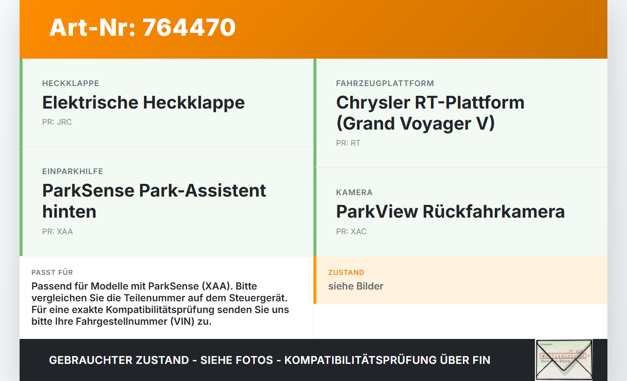Chrysler Grand Voyager V RT 08-11 Steuergerät ECU Modul SG Einparkhilfe Chrysler Grand Voyager V RT 08-11... Vorschau 3