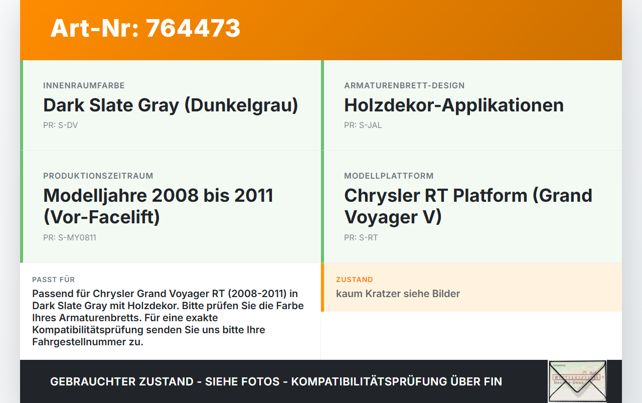 Chrysler Grand Voyager V RT 08-11 Deckel für Handschuhfach Handschuhfachdeckel Chrysler Grand Voyager V RT 08-11... Vorschau 3