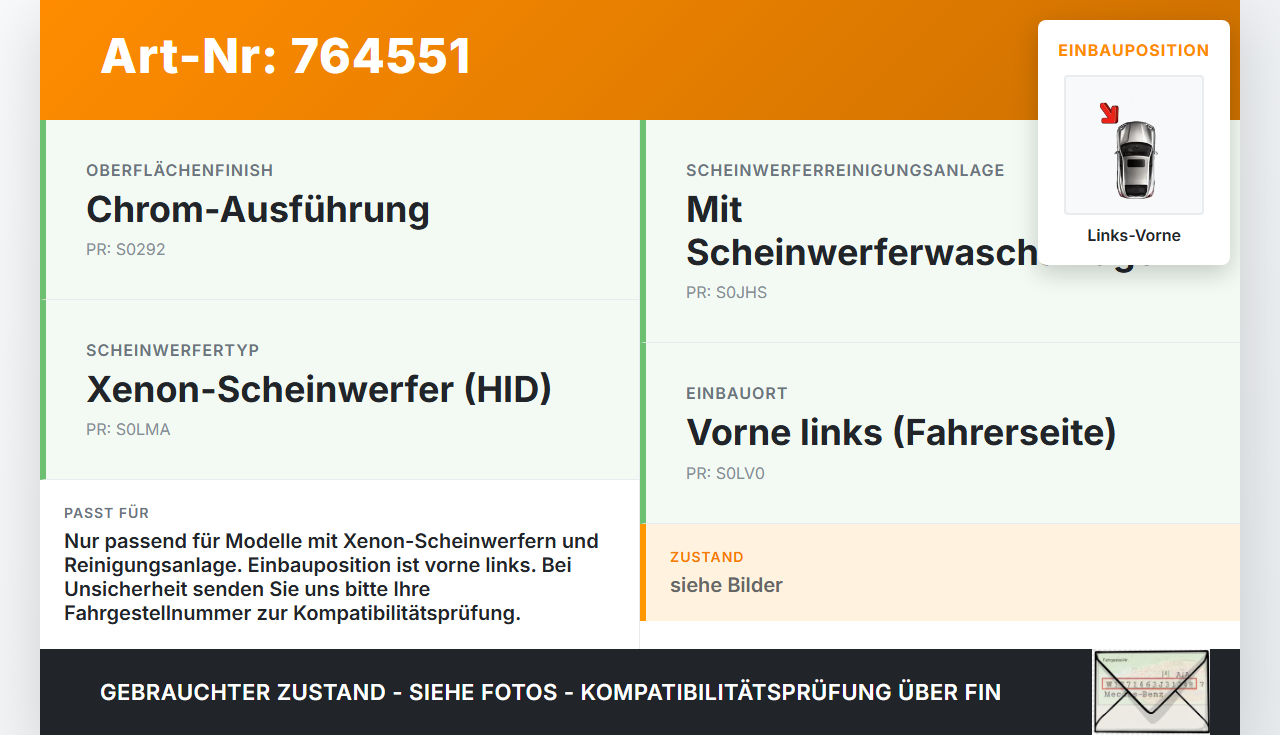 Chrysler 300C LX 05-10 Chromleiste Waschdüse für Scheinwerfer Links Vorne Chrysler 300C LX 05-10 31.03.2006... Vorschau 3