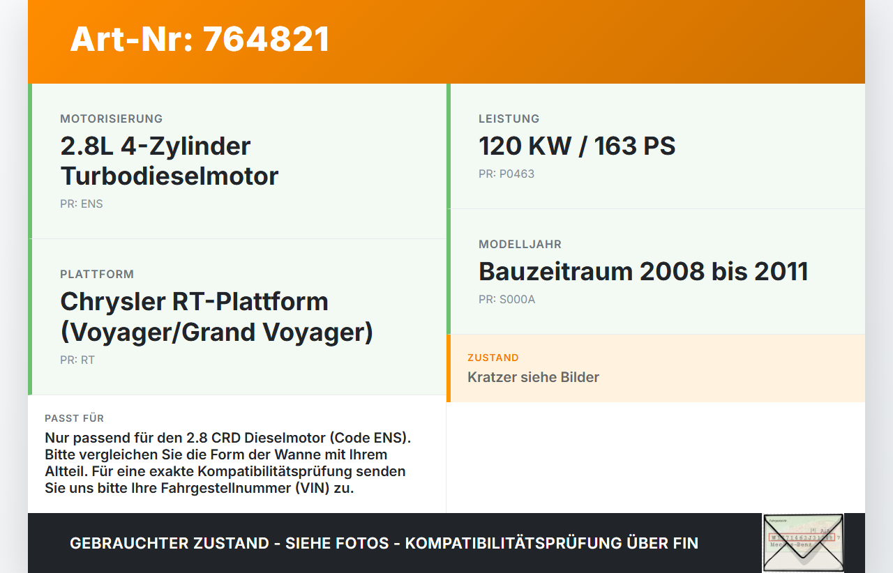 Chrysler Grand Voyager V RT 08-11 CRD 2,8 120KW ENS Ölwanne Motorwanne Chrysler Grand Voyager V RT 08-11 14.02.2008... Vorschau 3