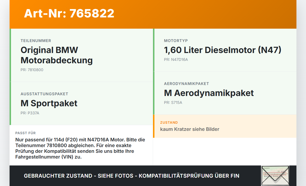 BMW 1er 114d F20 11-15 1,4d 70KW N47D16A Abdeckung für Motor Deckel Motorabdeckung BMW 1er 114d F20 11-15... Vorschau 3