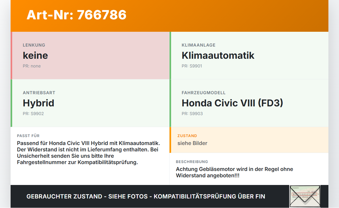 Honda Civic VIII Hybrid 07-10 Gebläsemotor Lüftermotor Heizungsgebläse Honda Civic VIII Hybrid 07-10 01.01.2008... Vorschau 3