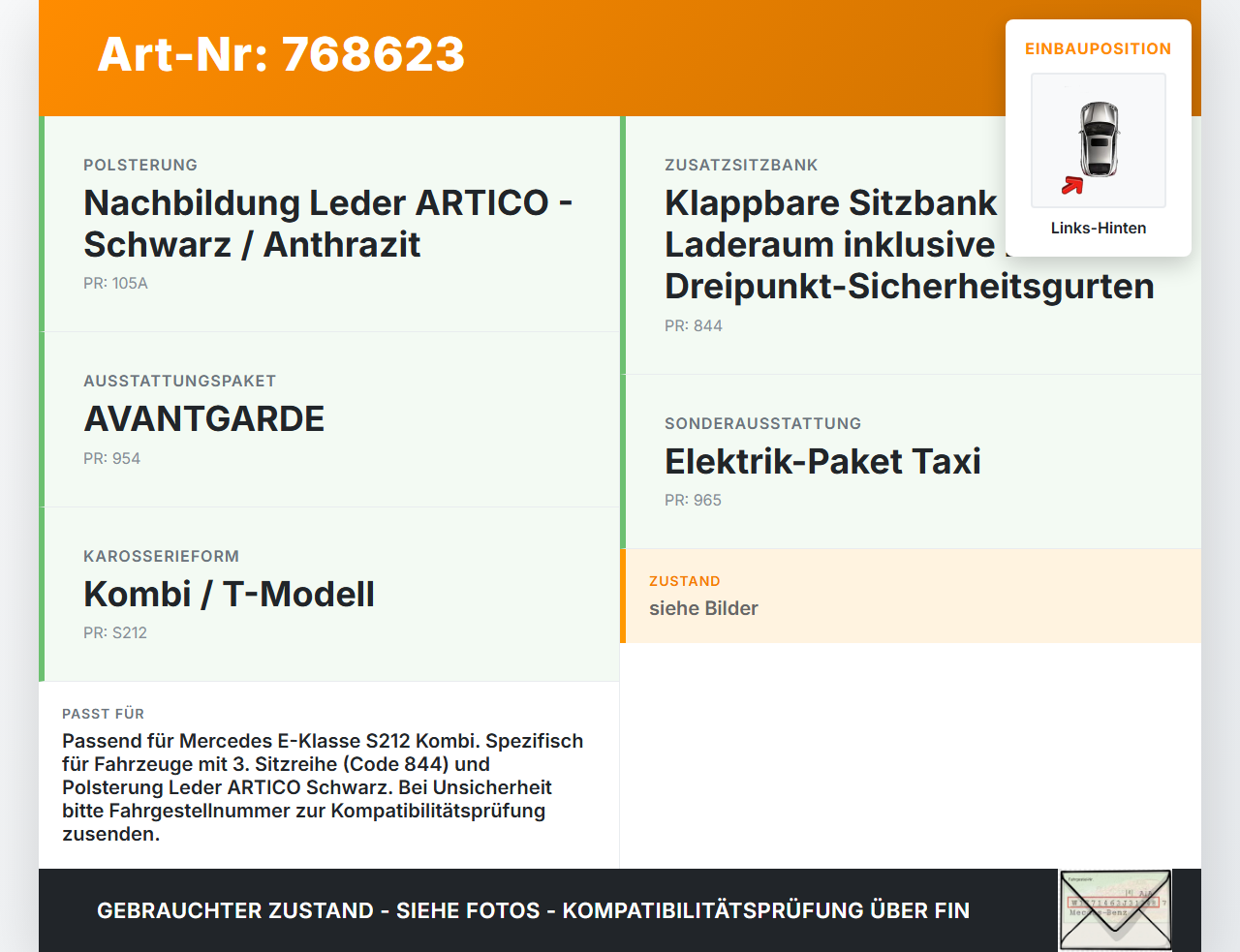 Mercedes W212 S212 E200 09-13 Kombi Gurtschloss Links Hinten Mercedes W212 S212 E200 09-13 13.09.2011 A2128600769... Vorschau 3
