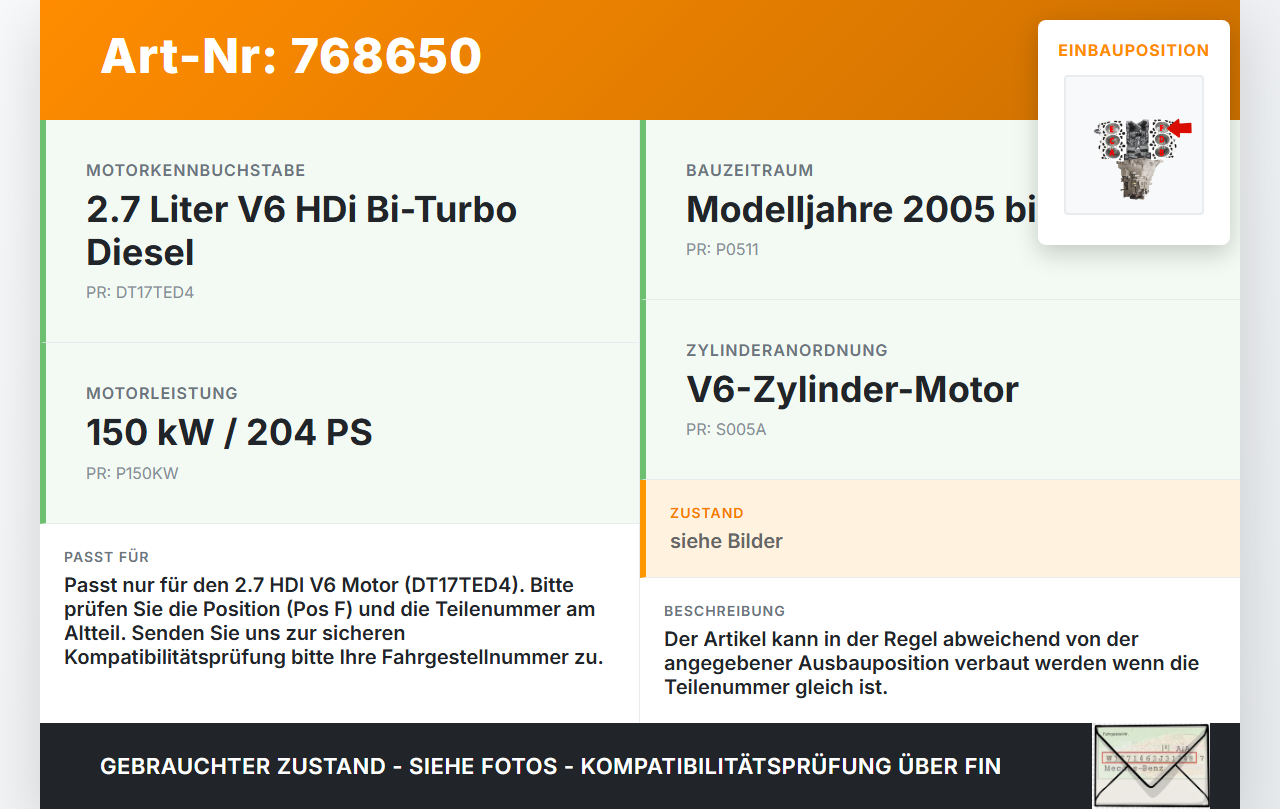 Citroen C6 05-11 HDI 2,7 150KW DT17TED4 Kolben mit Pleuel Pos F Citroen C6 05-11 01.01.2006 gebraucht Vorschau 3