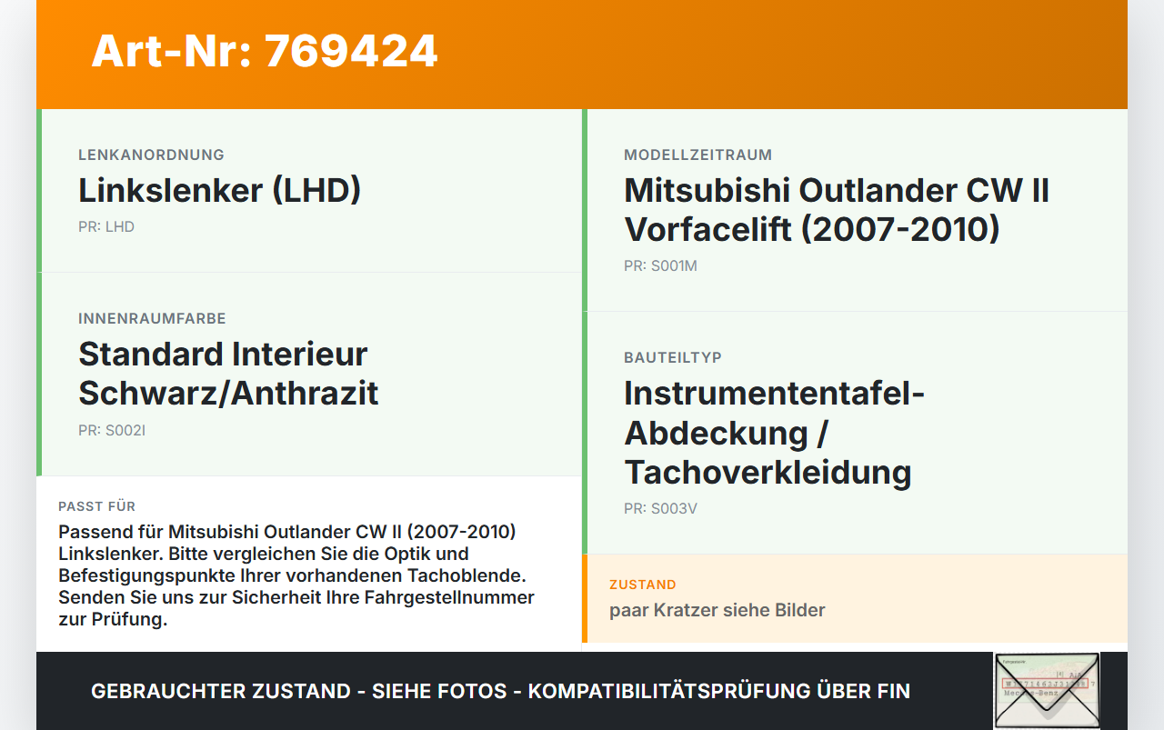Mitsubishi Outlander CW II 07-10 Verkleidung für Tacho Mitsubishi Outlander CW II 07-10 25.11.2007 gebraucht Vorschau 3
