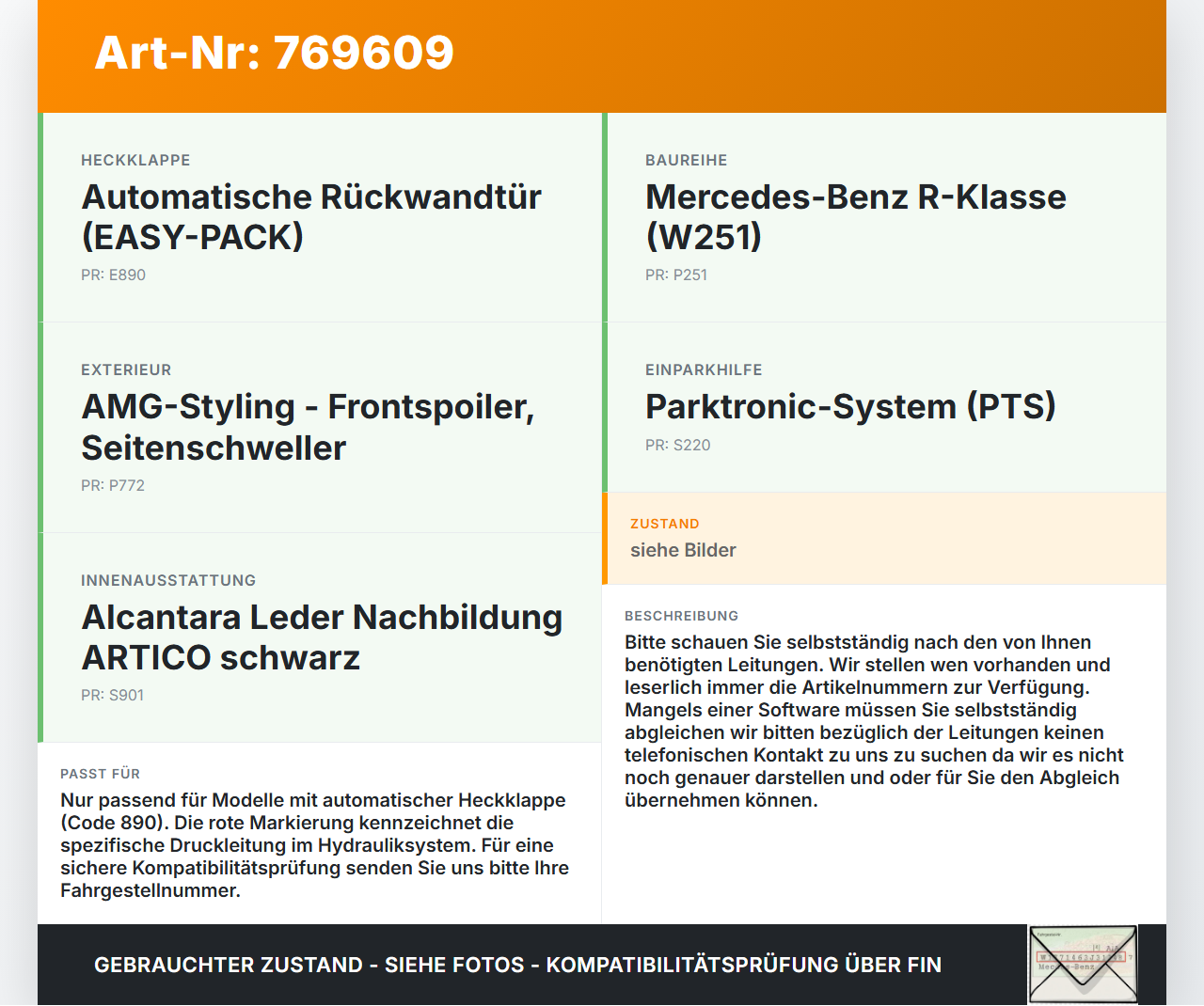 Mercedes W251 R300 07-10 CDI 3,0 140KW Hydraulikleitung für Hecklappe Rot Mercedes W251 R300 07-10 03.07.2008 gebraucht Vorschau 3
