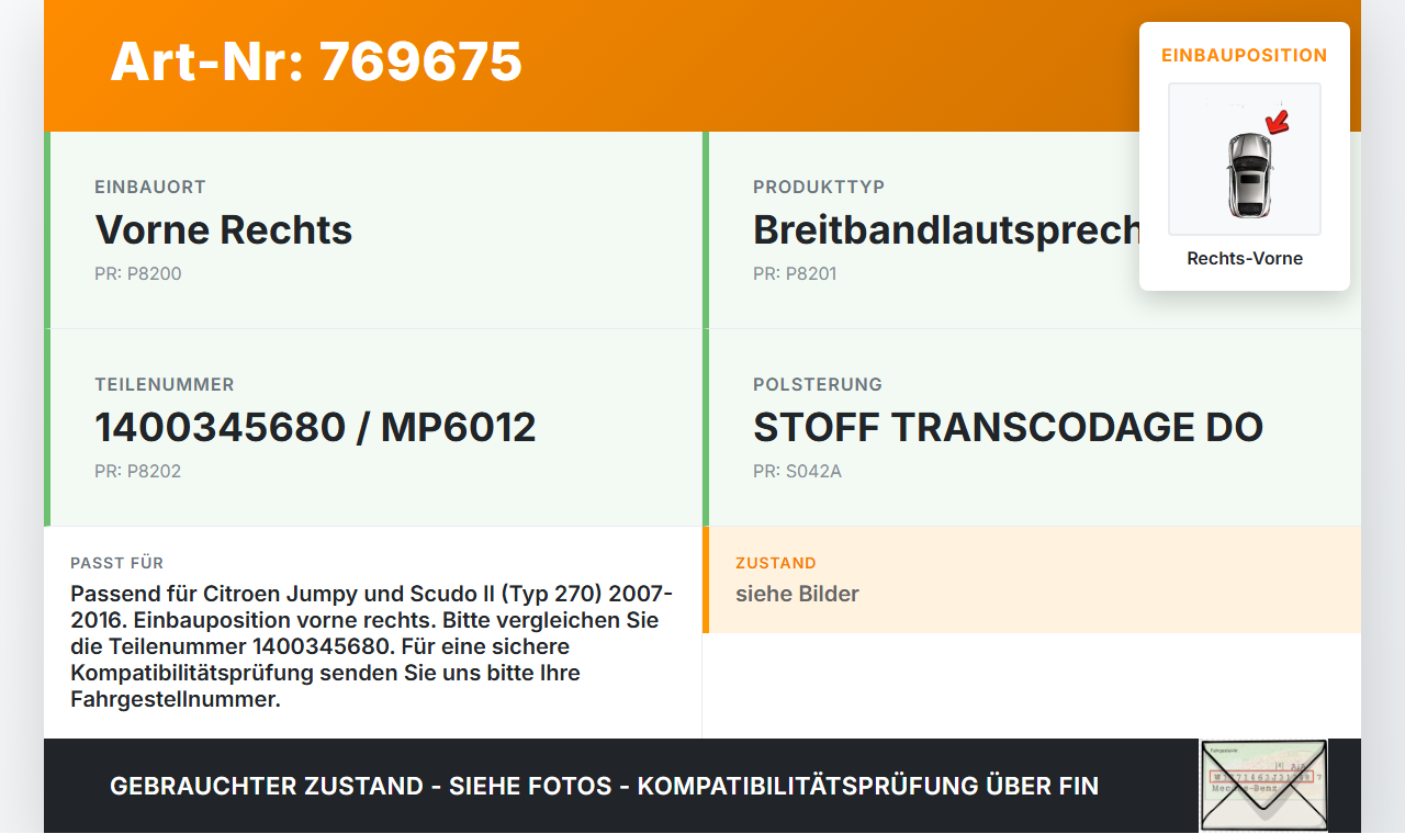 Citroen Jumpy Scudo II 270 07-16 Lautsprecher Rechts Vorne Citroen Jumpy Scudo II 270 07-16 27.05.2015 1400345680... Vorschau 3