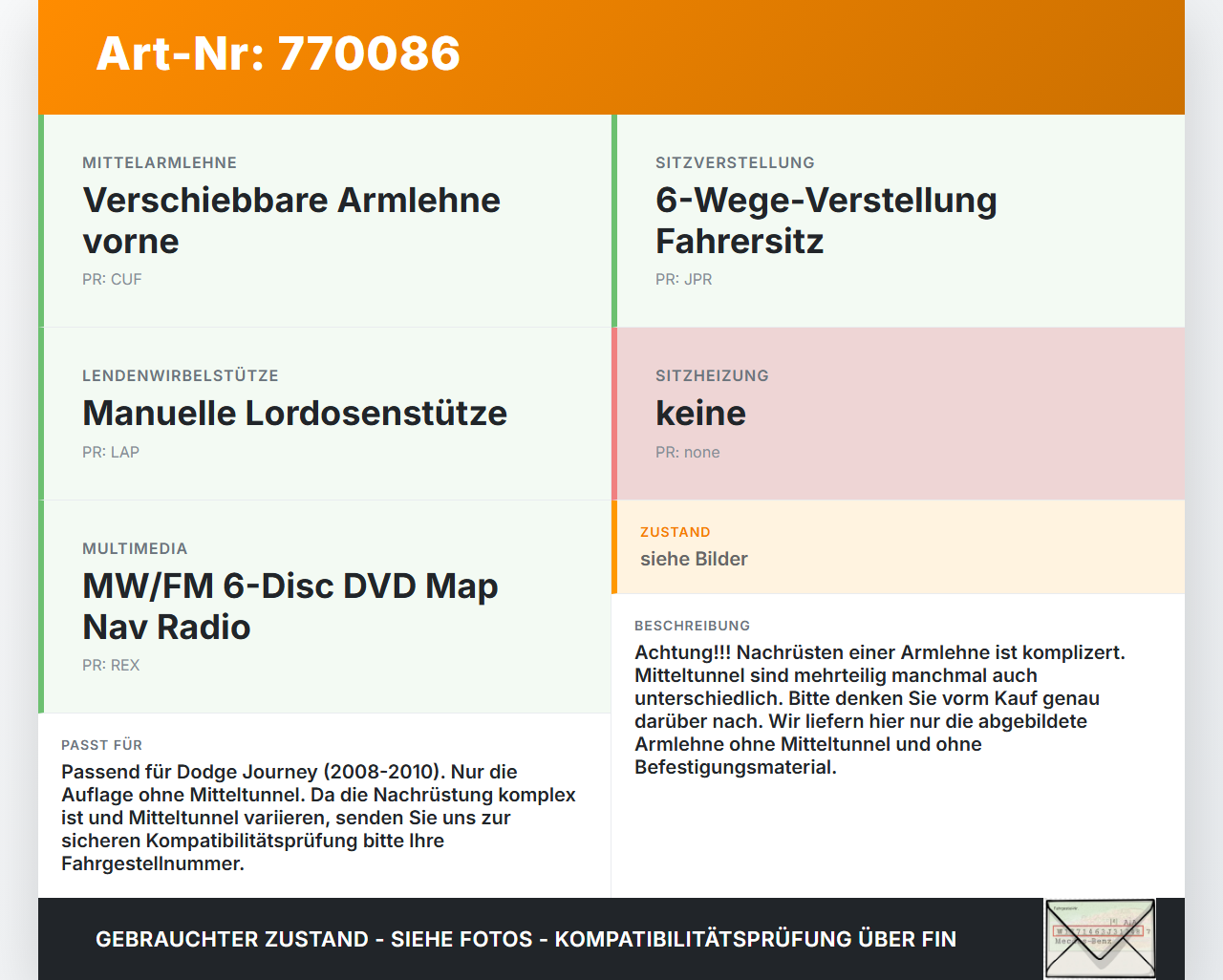 Dodge Journey 08-10 Armlehne Mittelarmlehne Auflage Dodge Journey 08-10 26.02.2009 gebraucht Vorschau 3