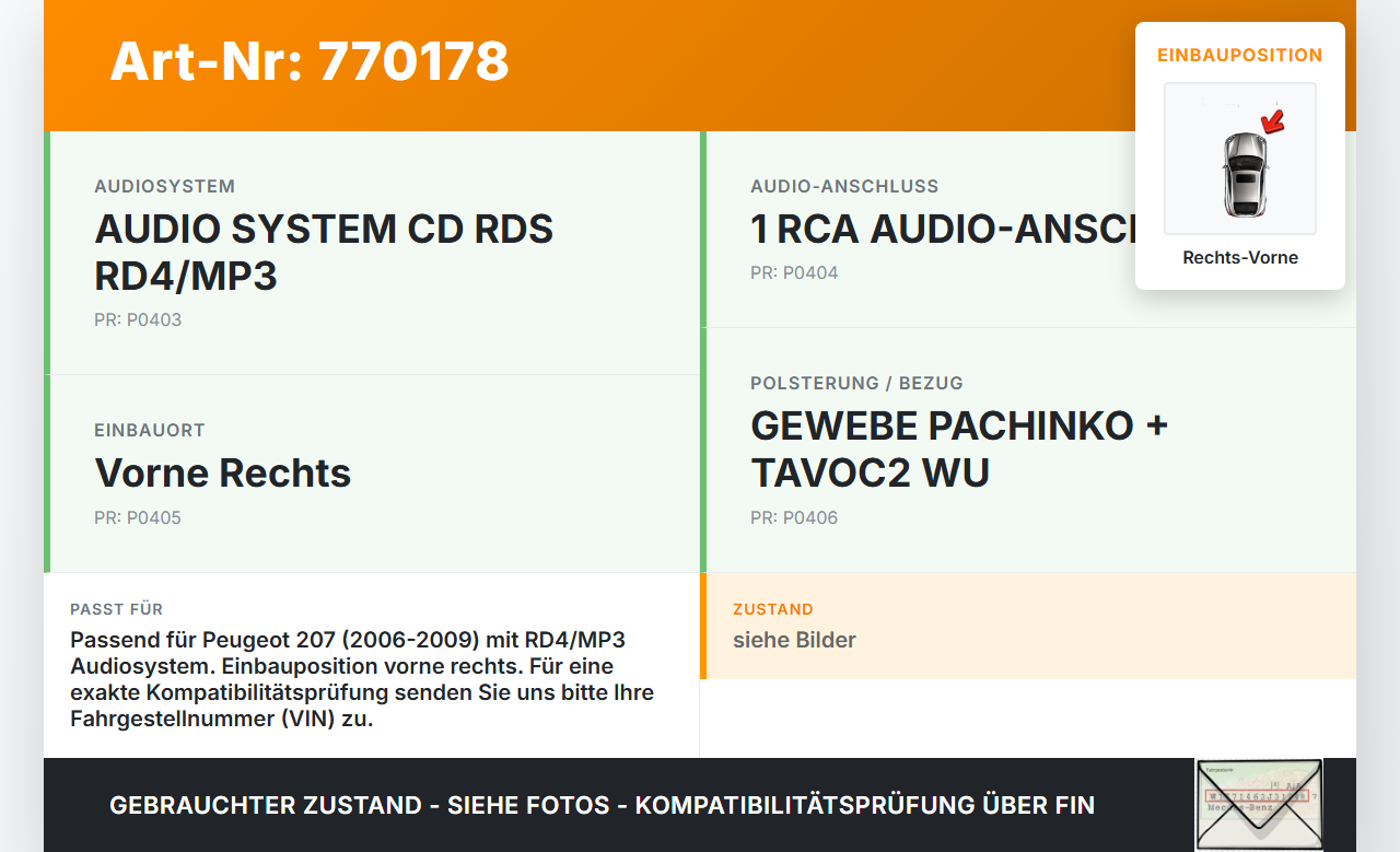 Peugeot 207 06-09 Lautsprecher Rechts Vorne Peugeot 207 06-09 27.10.2009 gebraucht Vorschau 3