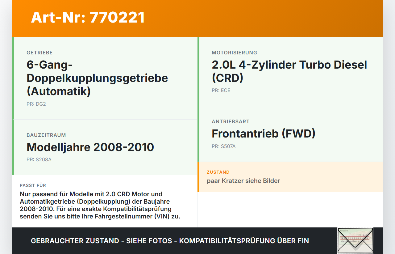 Dodge Journey 08-10 CRD 2,0 103KW Autom Schaltkulisse Schalthebel Dodge Journey 08-10 26.02.2009 gebraucht Vorschau 3