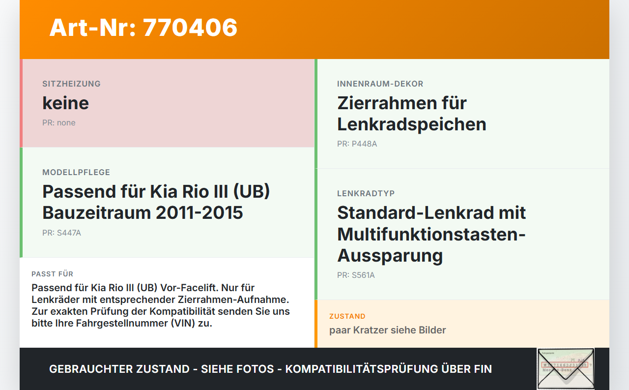 Kia Rio III UB 11-15 Blende Innen Zierrahmen für Lenkrad Kia Rio III UB 11-15 05.01.2012 1106150053 gebraucht Vorschau 3