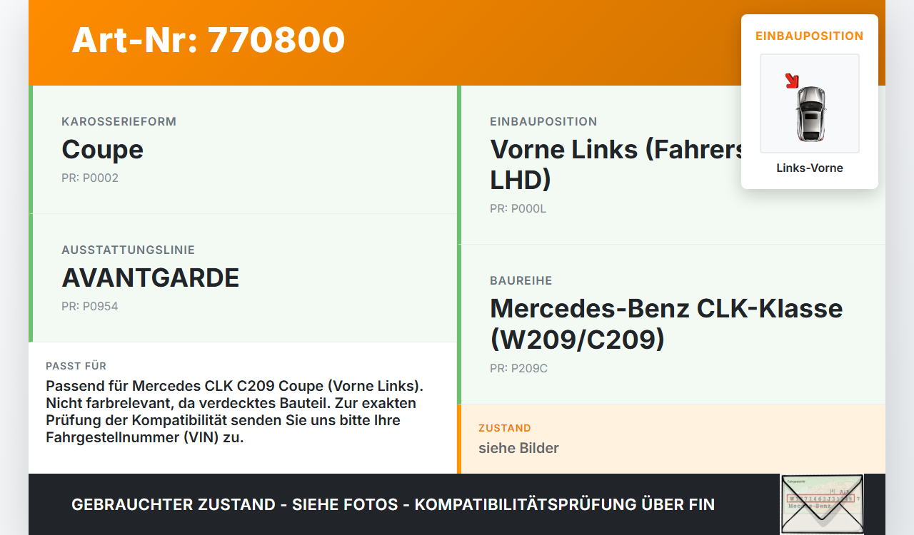 Mercedes C209 CLK 280 K 05-09 Coupe Türfangband Türbremse Türanschlag Links Vorne Mercedes C209 CLK 280 K 05-09... Vorschau 3